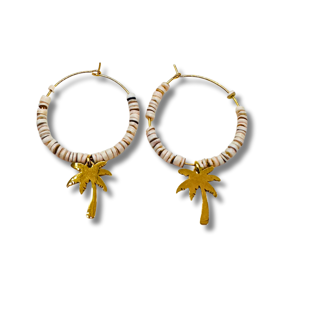 Beach Dreaming Shell, Palm Tree Hoop Earrings