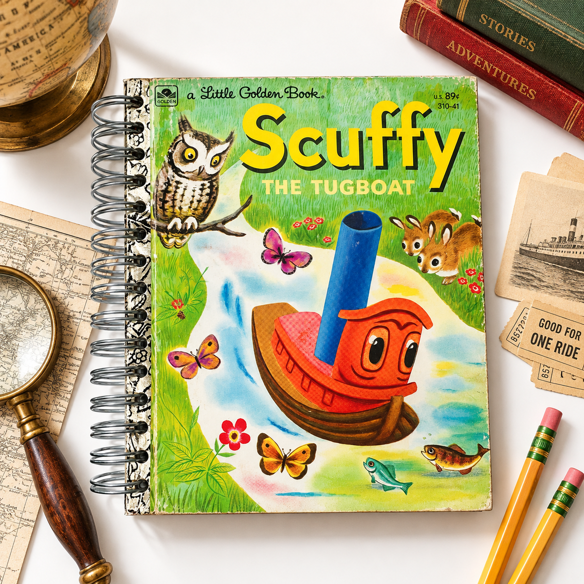 Scuffy the Tugboat Little Golden Book Journal & Daily Planner | Handmade