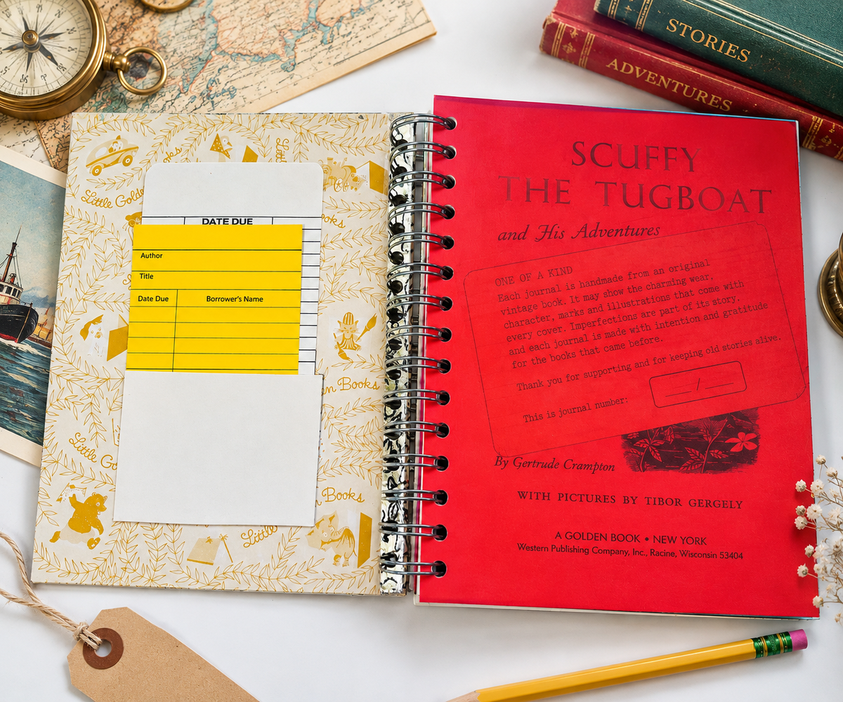Scuffy the Tugboat Little Golden Book Journal & Daily Planner | Handmade