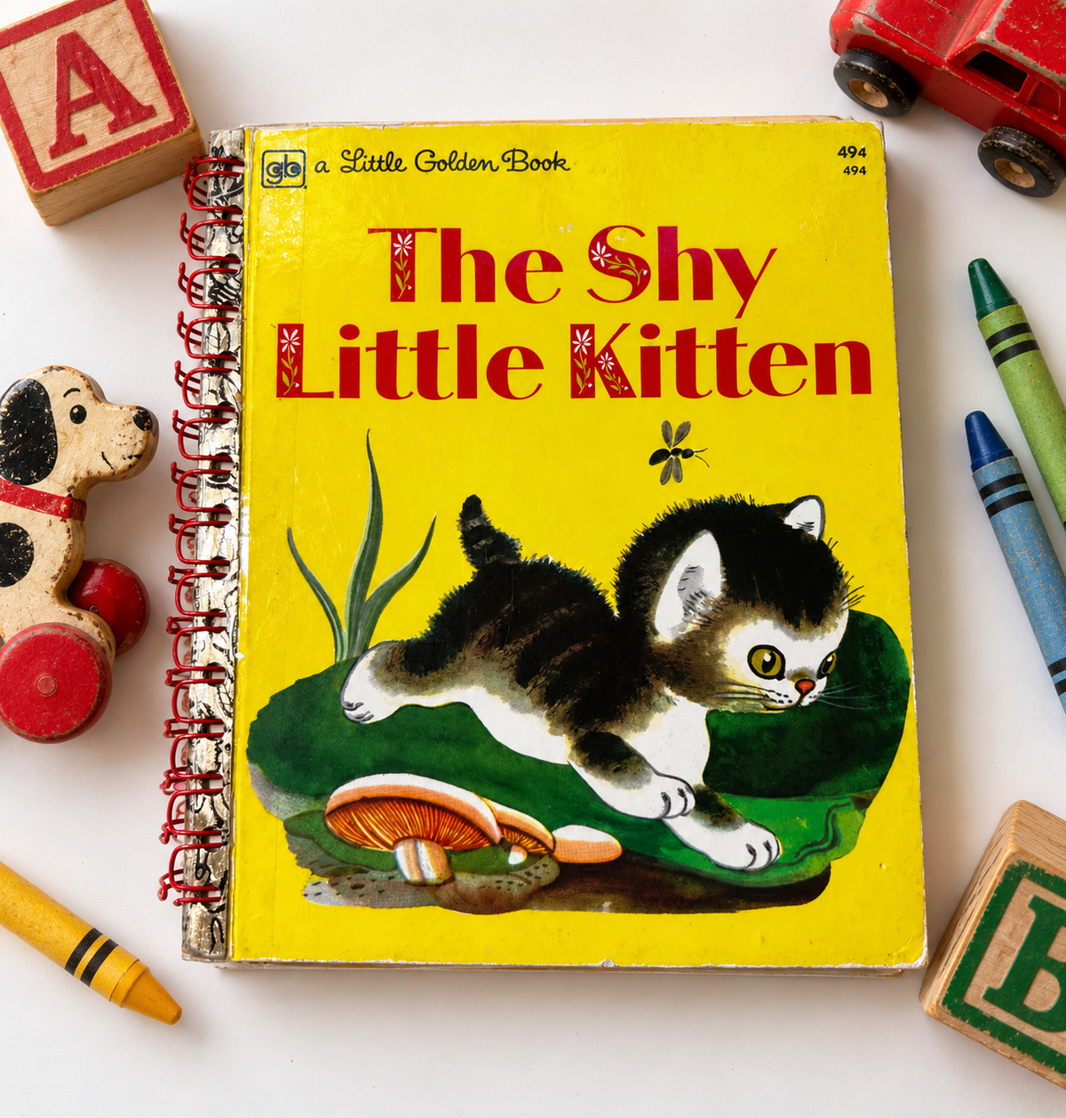 Handmade The Shy Little Kitten Vintage Little Golden Book Journal