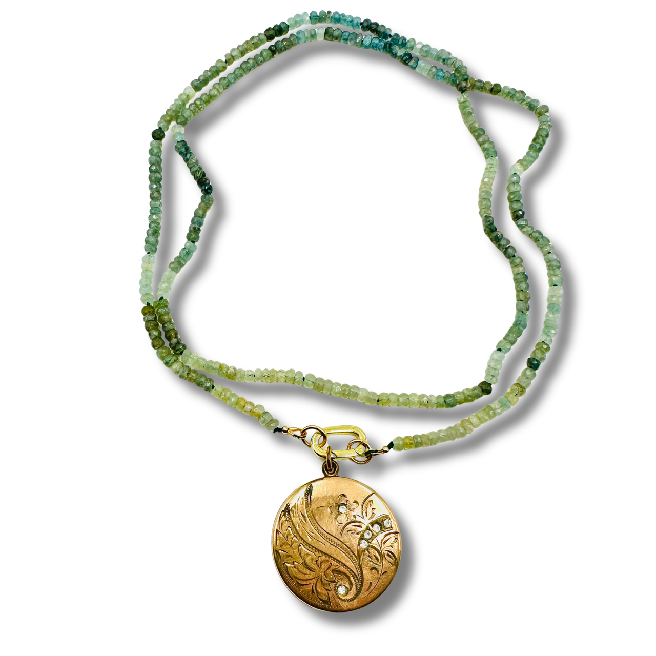 vintage Victorian Locket with prehinite beads, handmade