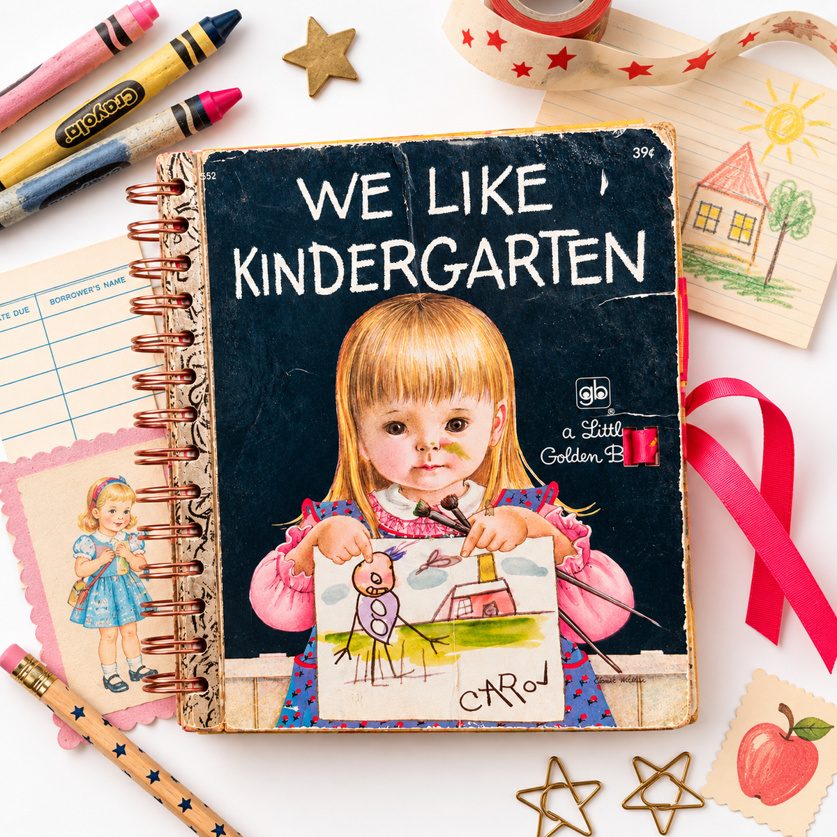 Shopify Title Vintage We Like Kindergarten Little Golden Book Journal | Handmade Upcycled School Memory & Writing Journal
