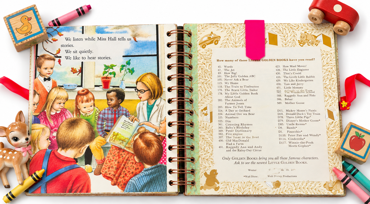 Shopify Title Vintage We Like Kindergarten Little Golden Book Journal | Handmade Upcycled School Memory & Writing Journal