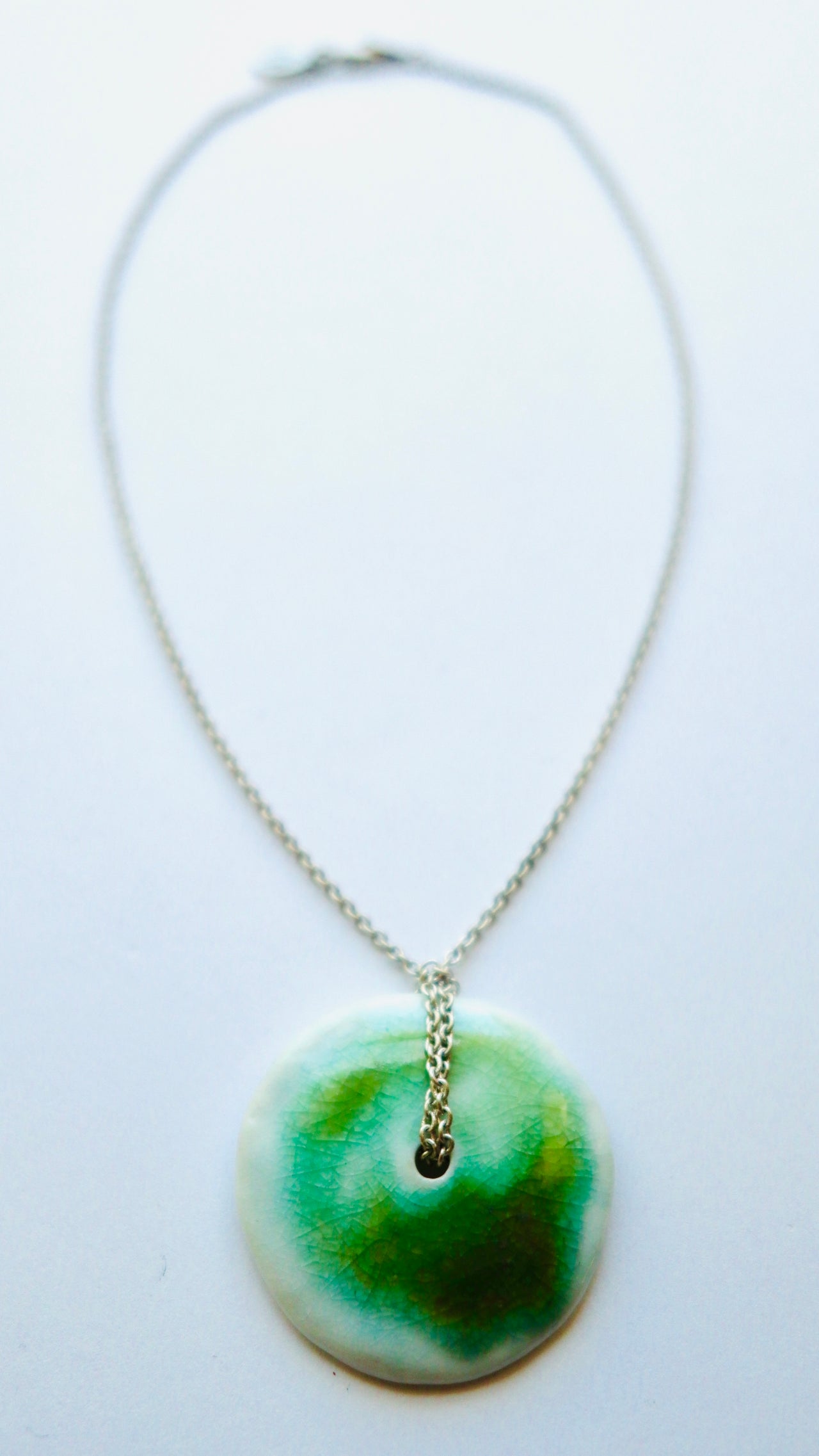 One of a Kind Cermaic Donut Disc Necklace