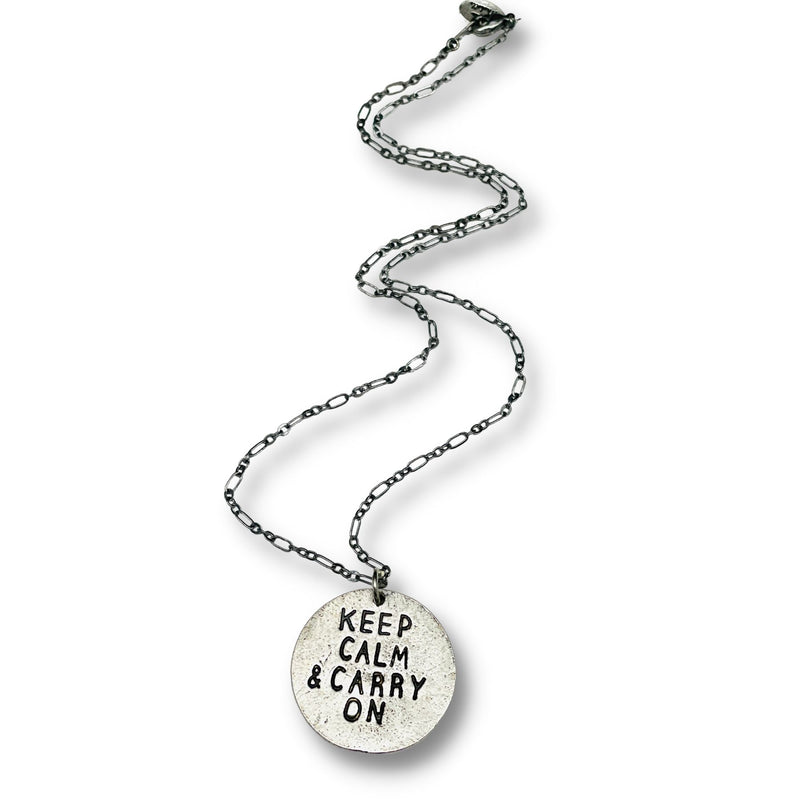 Keep Calm & Carry On Hand Stamped Pendant Necklace