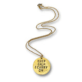 Keep Calm & Carry On Hand Stamped Pendant Necklace