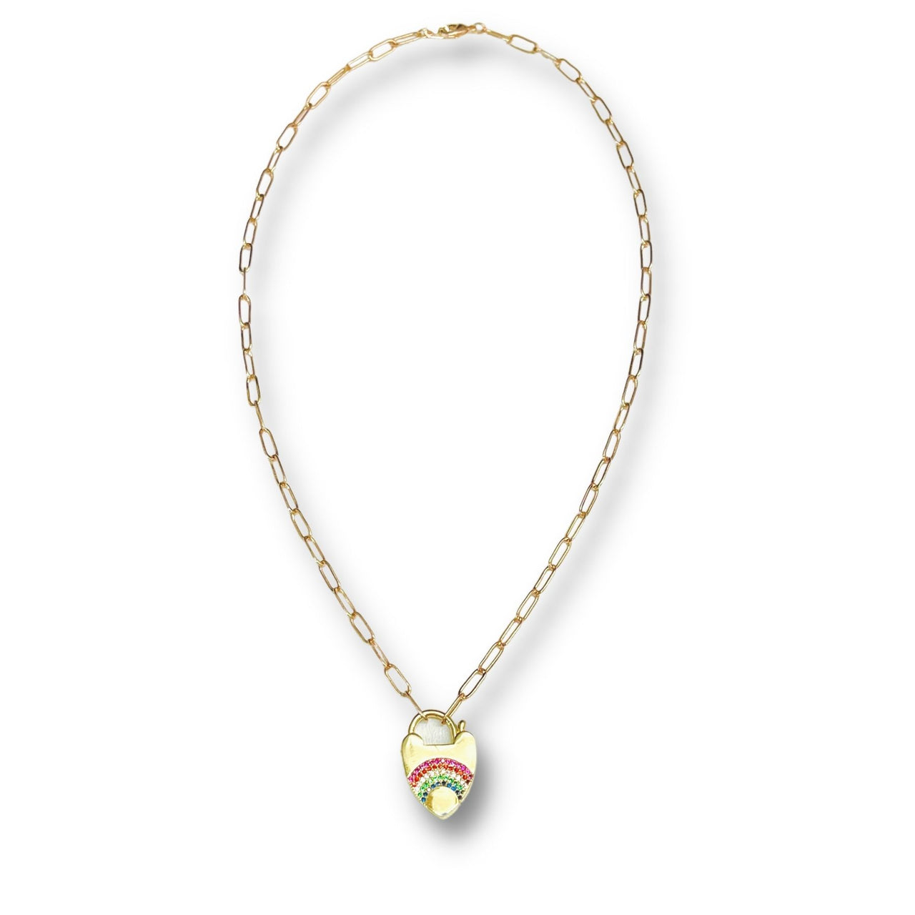 Rainbow Gem Lock Necklace