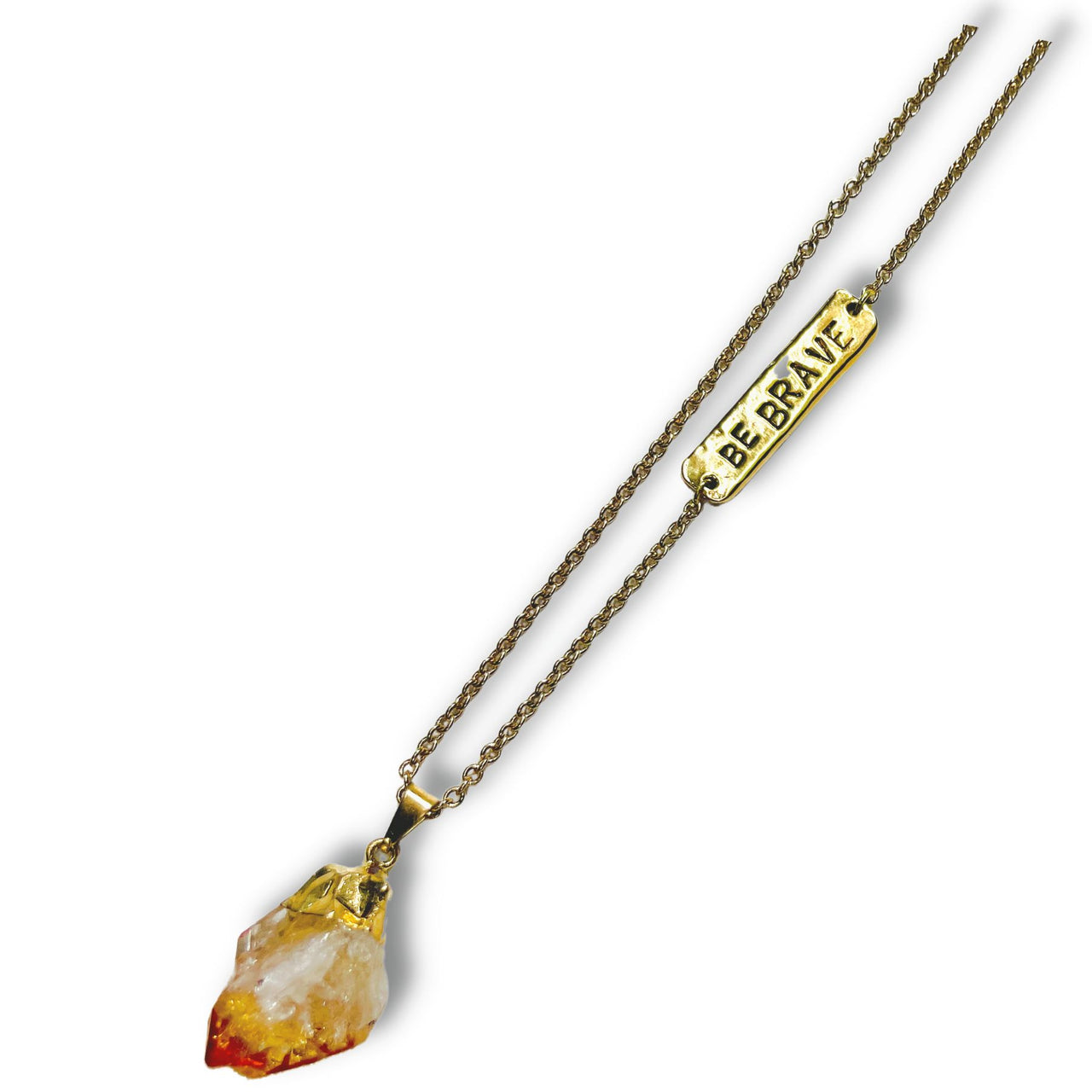 Spiritual Be Brave/Fighter Citrine Stone Necklace