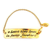 A Heart That Loves is Young Forever  Hand Stamped Chain Bracelet