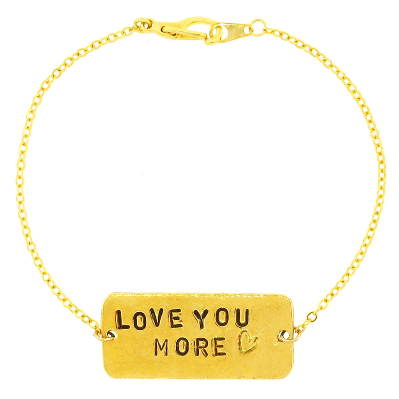 Love You More Gold Hand Stamped Chain Bracelet