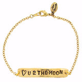 Love U 2 The Moon Double-Sided Hand Stamped Chain Bracelet