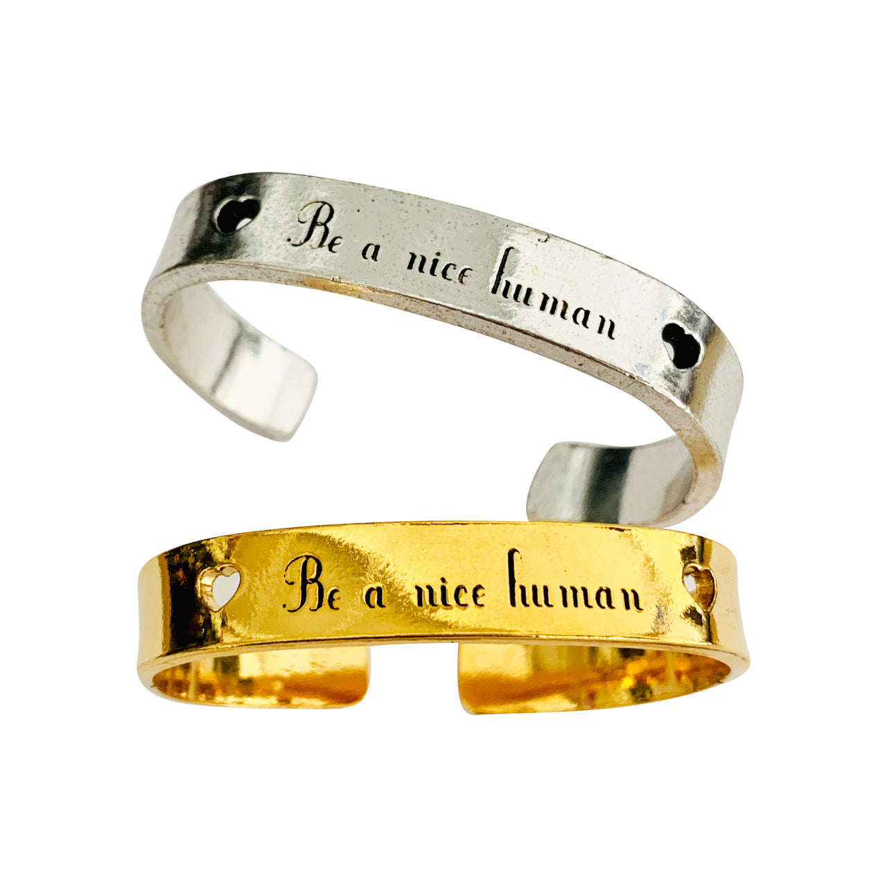 Be a Nice Human Hand Stamped Cuff Bracelet