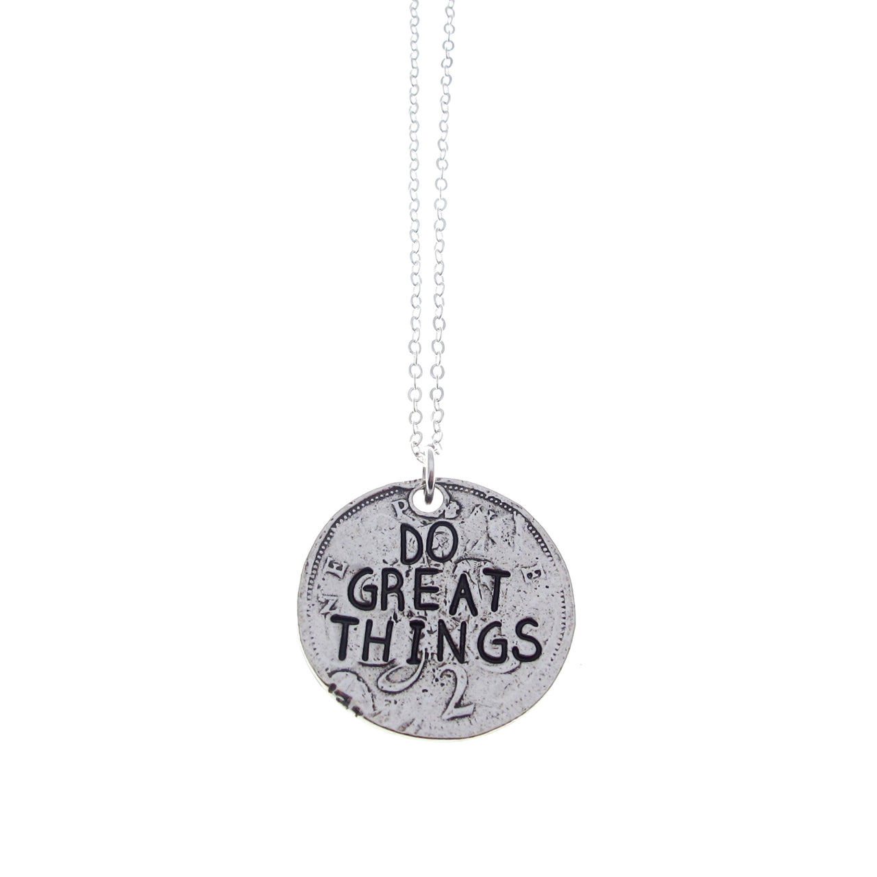 Do Great Things/ You Get What You Give Double Sided Hand Stamped Necklace