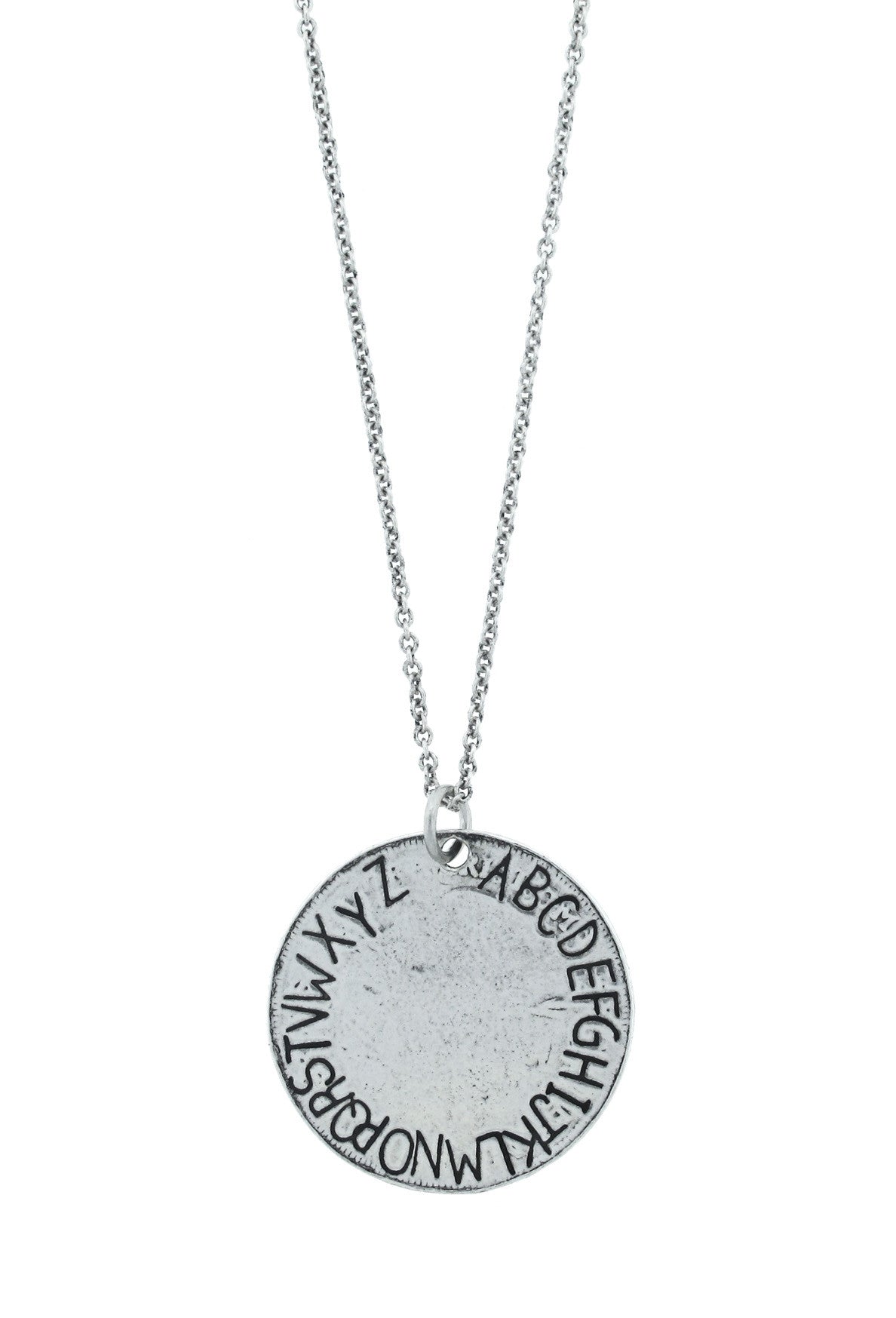 Missing You Alphabet Stamped Coin Necklace