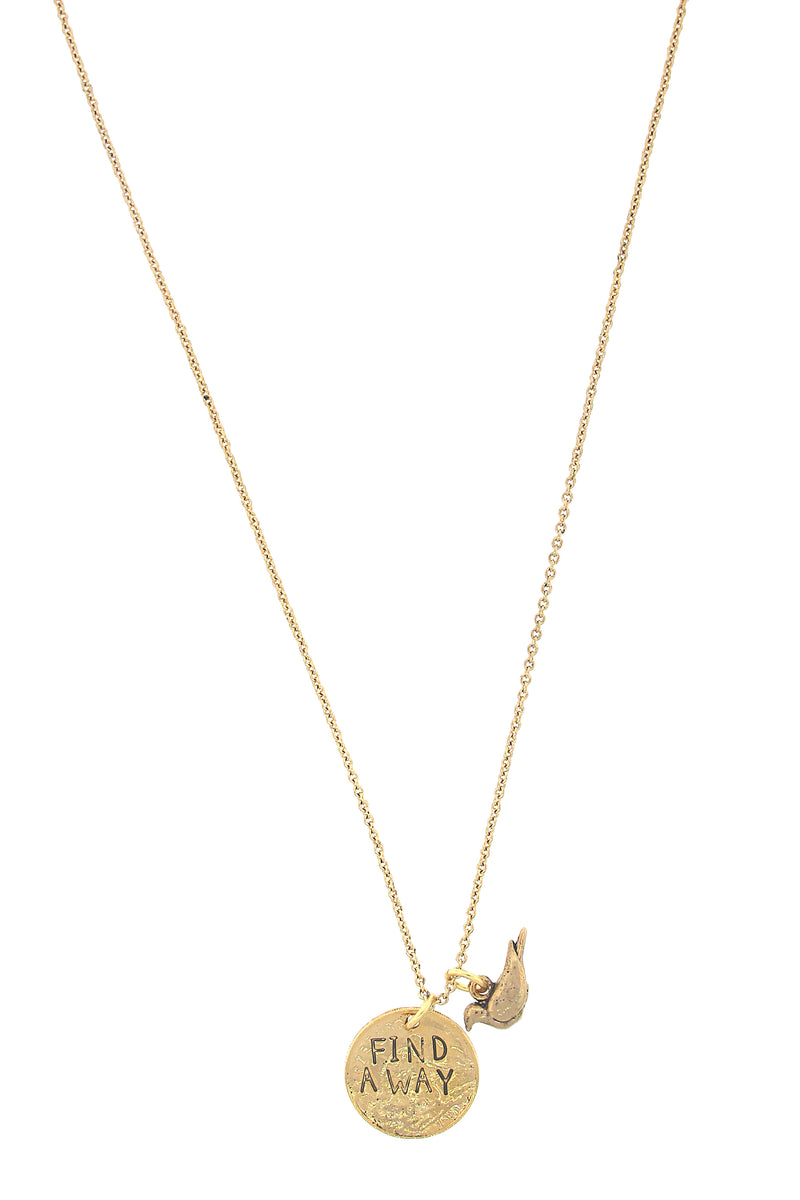 Gold Find a Way Necklace with Bird