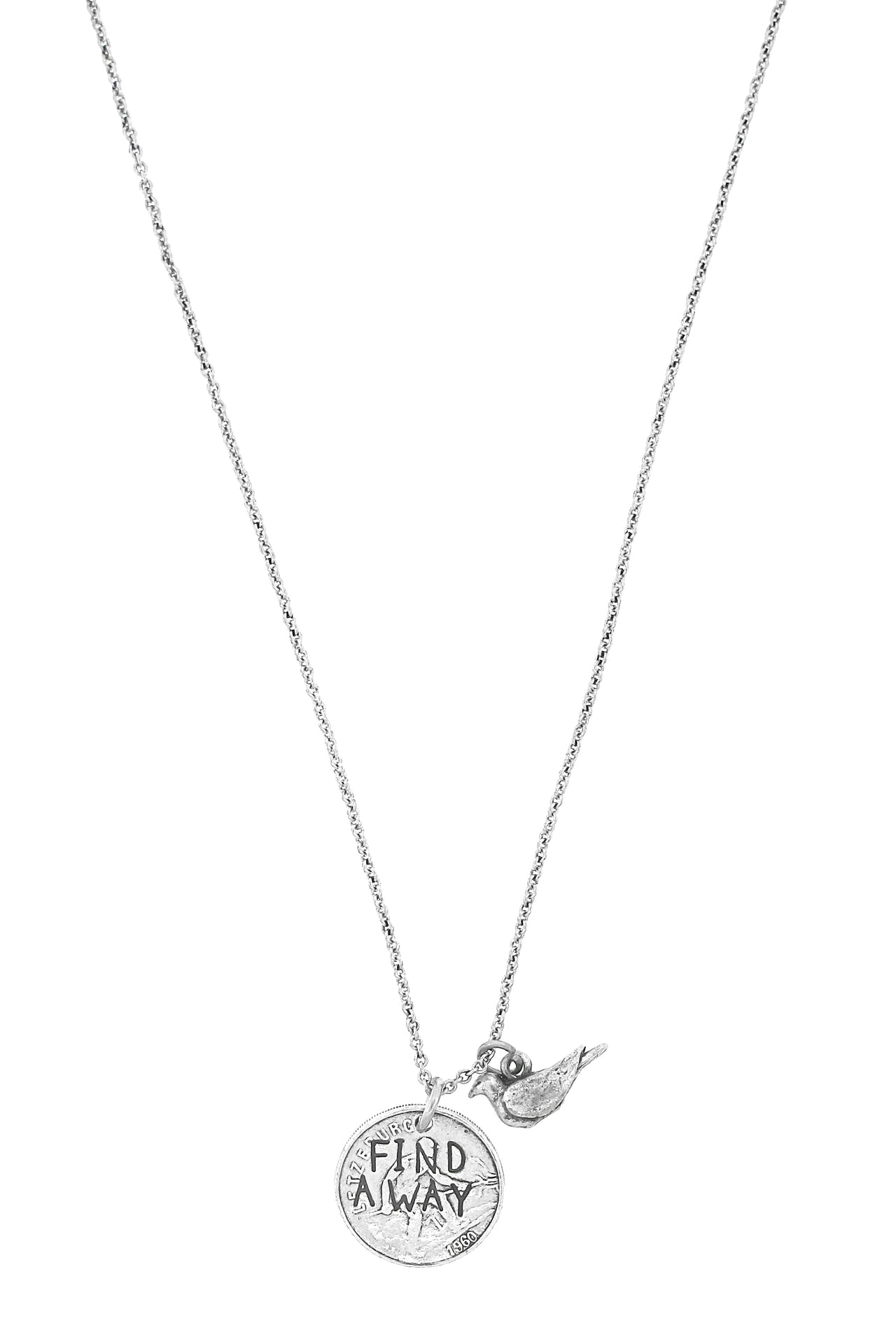 Find a Way silver necklace with bird