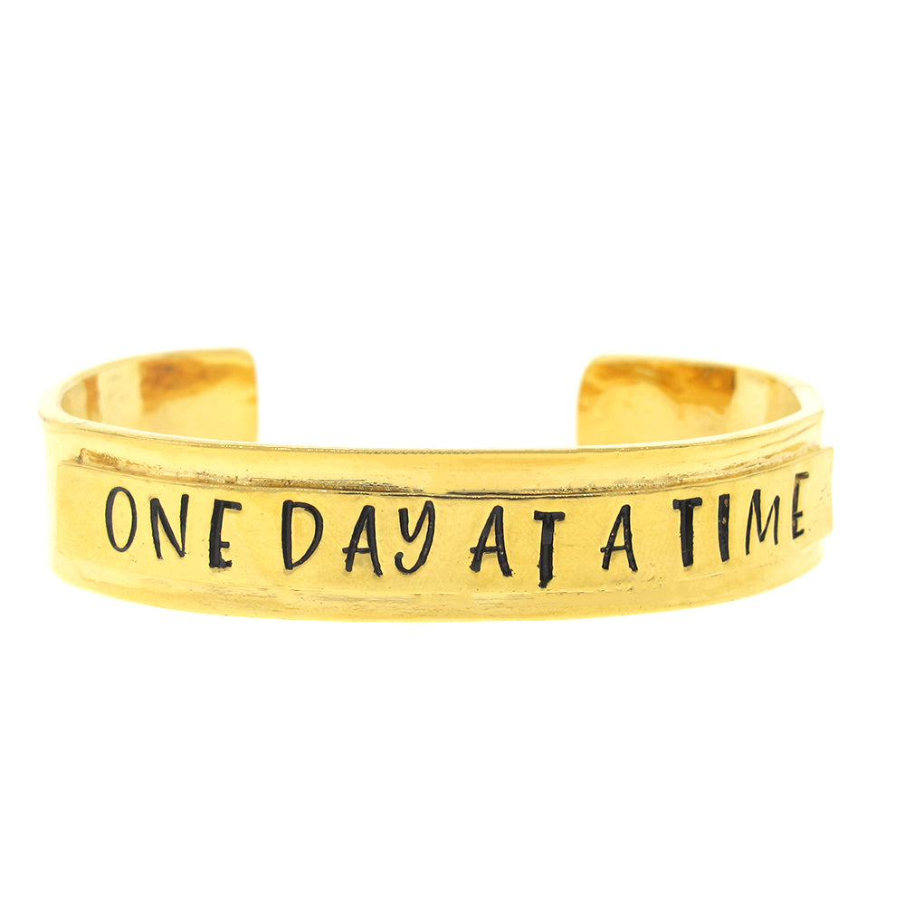 One Day at a Time Hand Stamped Cuff Bracelet