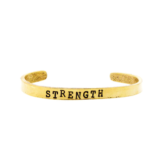 Strength Hand Stamped Gold Cuff