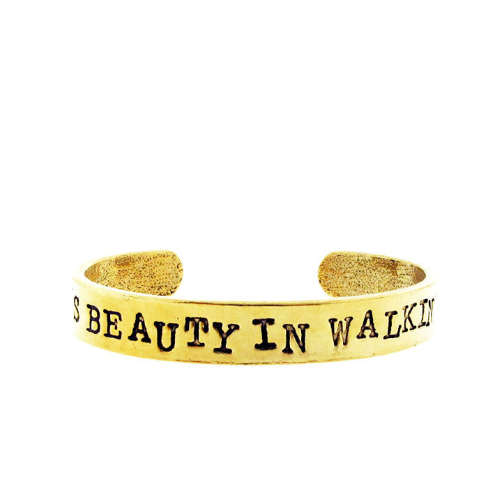 There's Beauty in Walking Away' Hand Stamped Cuff Bracelet