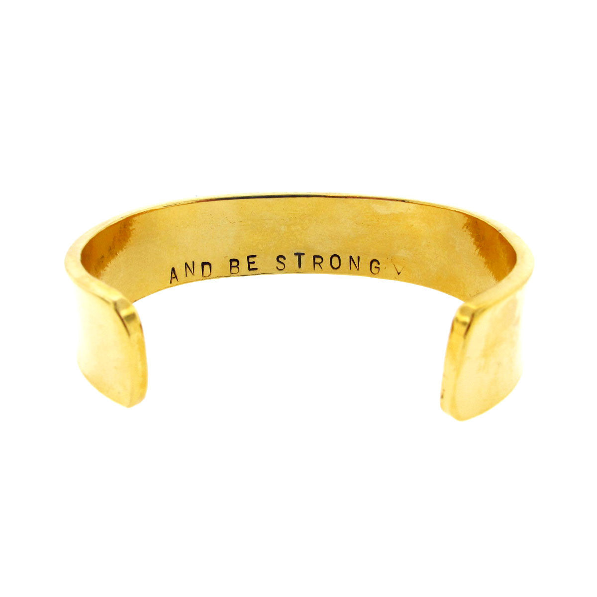 Let Go/And Be Strong Double-Sided Hand Stamped Gold Cuff
