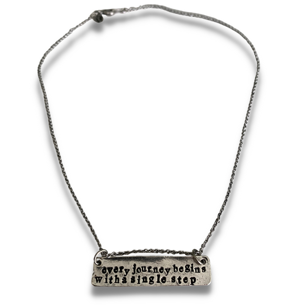 Every Journey Begins With a Single Step Motivational Stamped Necklace