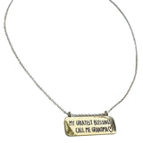 My Greatest Blessings Call Me Grandma Bar Necklace