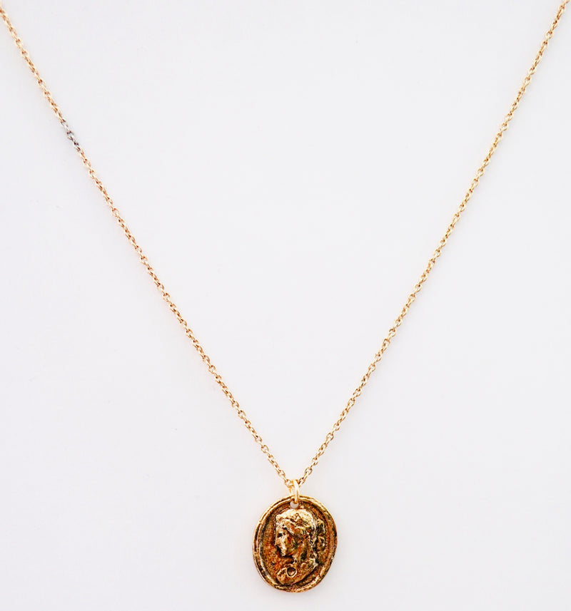 Greek Beauty Cameo Gold Necklace