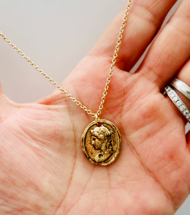 Greek Beauty Cameo Gold Necklace
