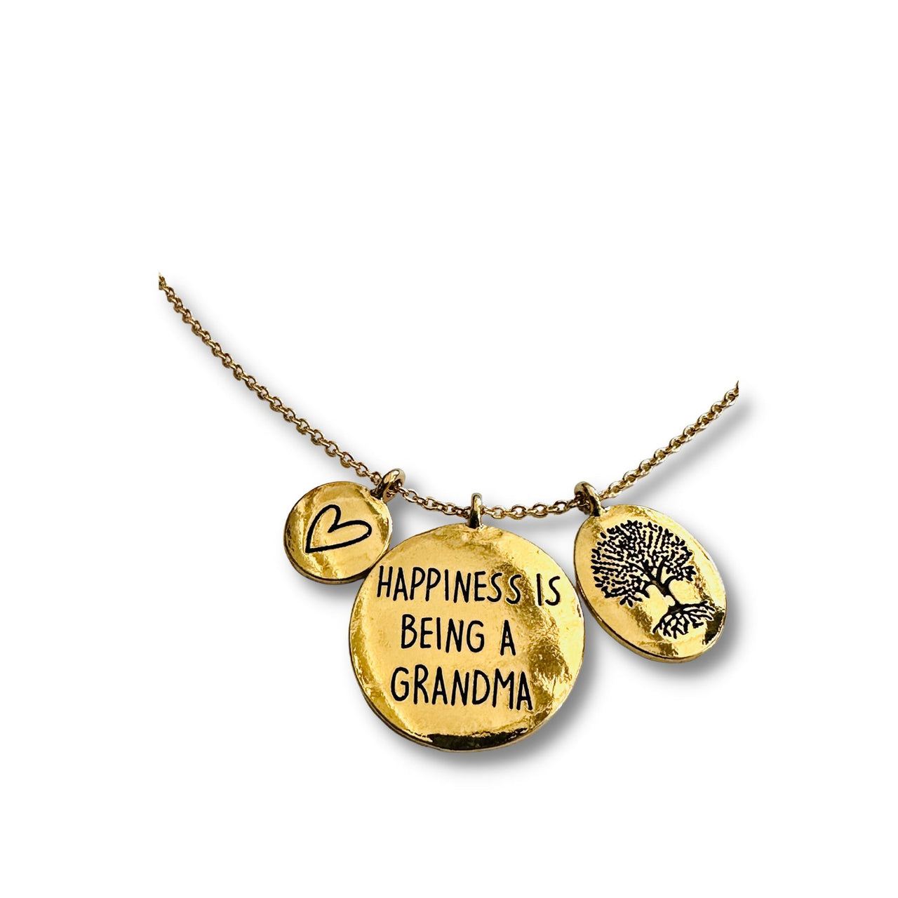 Happiness Is Being a Grandma Engraved Family Keepsake Disc Necklace