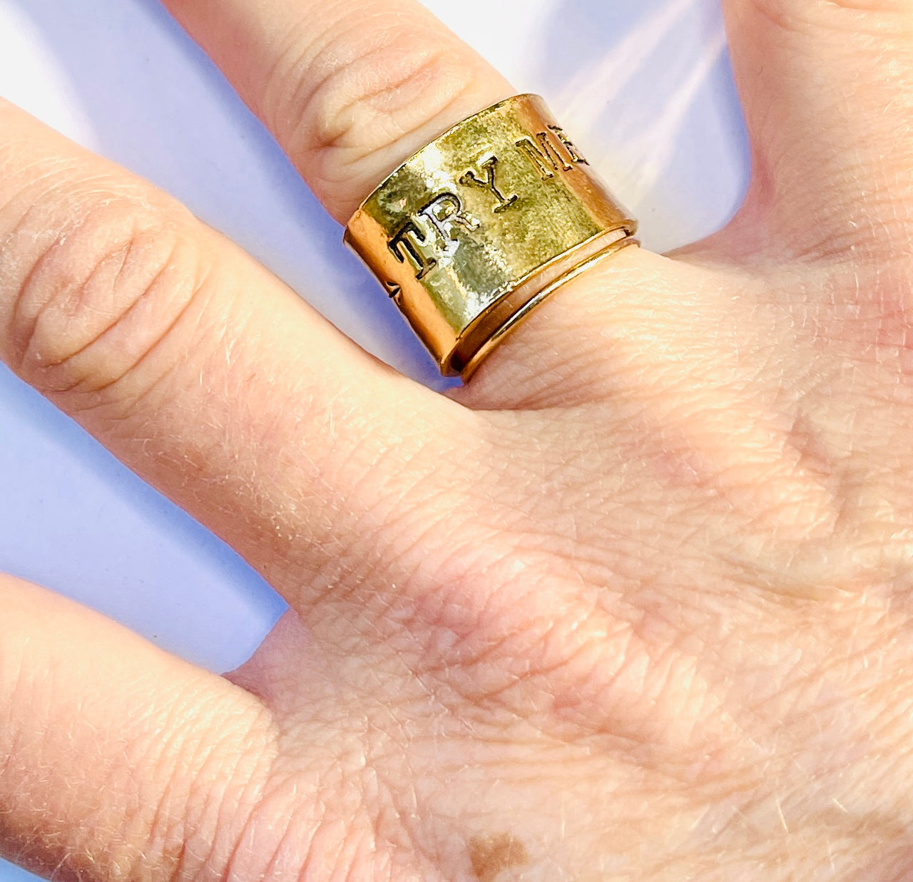 Try Me Hand Stamped Silver Ring