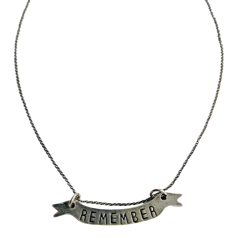 Hand Stamped Banner Remember Necklace
