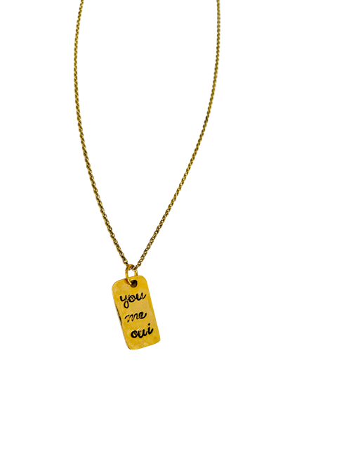 You Me Oui Stamped Mini Bar Necklace