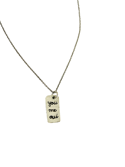 You Me Oui Stamped Mini Bar Necklace