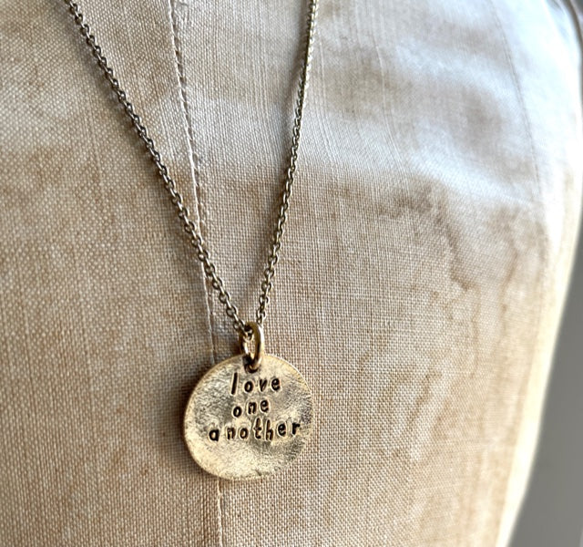Love One Another Hand Stamped Necklace