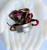 Forgiveness Hand Stamped ID Bar Silk Wrap Bracelet