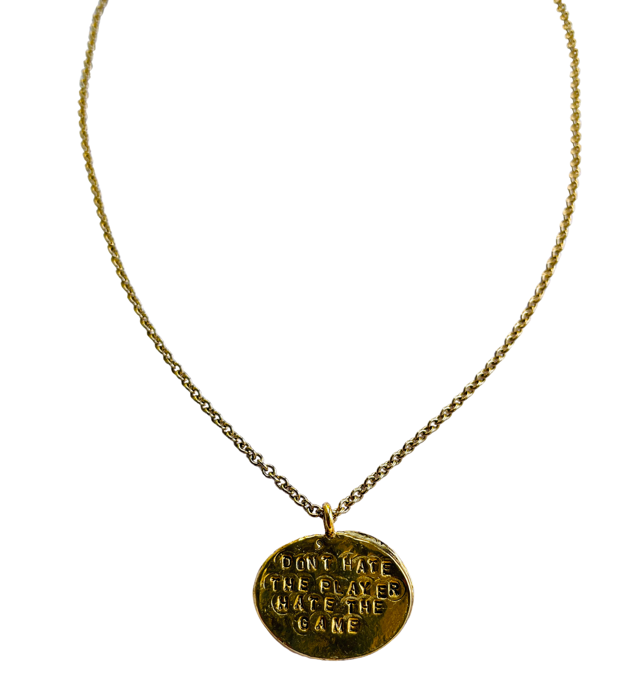 Don't Hate The Player Hate The Game Hand Stamped Necklace