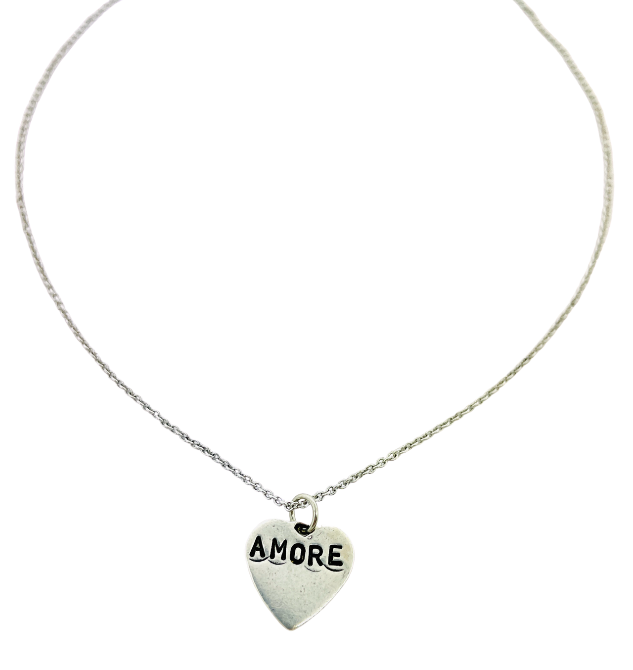 Amore Hand Stamped Heart  Necklace