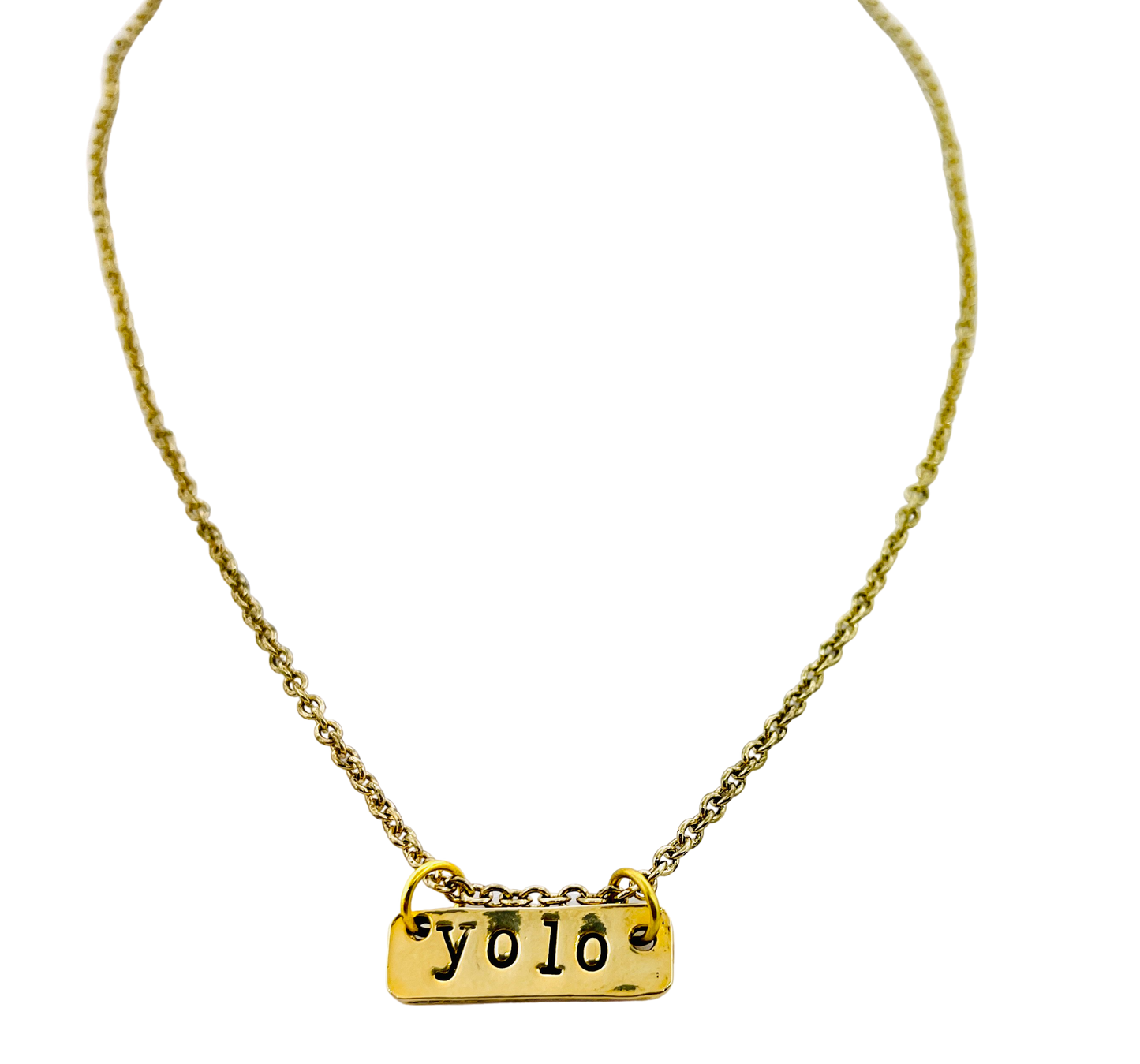 Yolo Hand Stamped Necklace