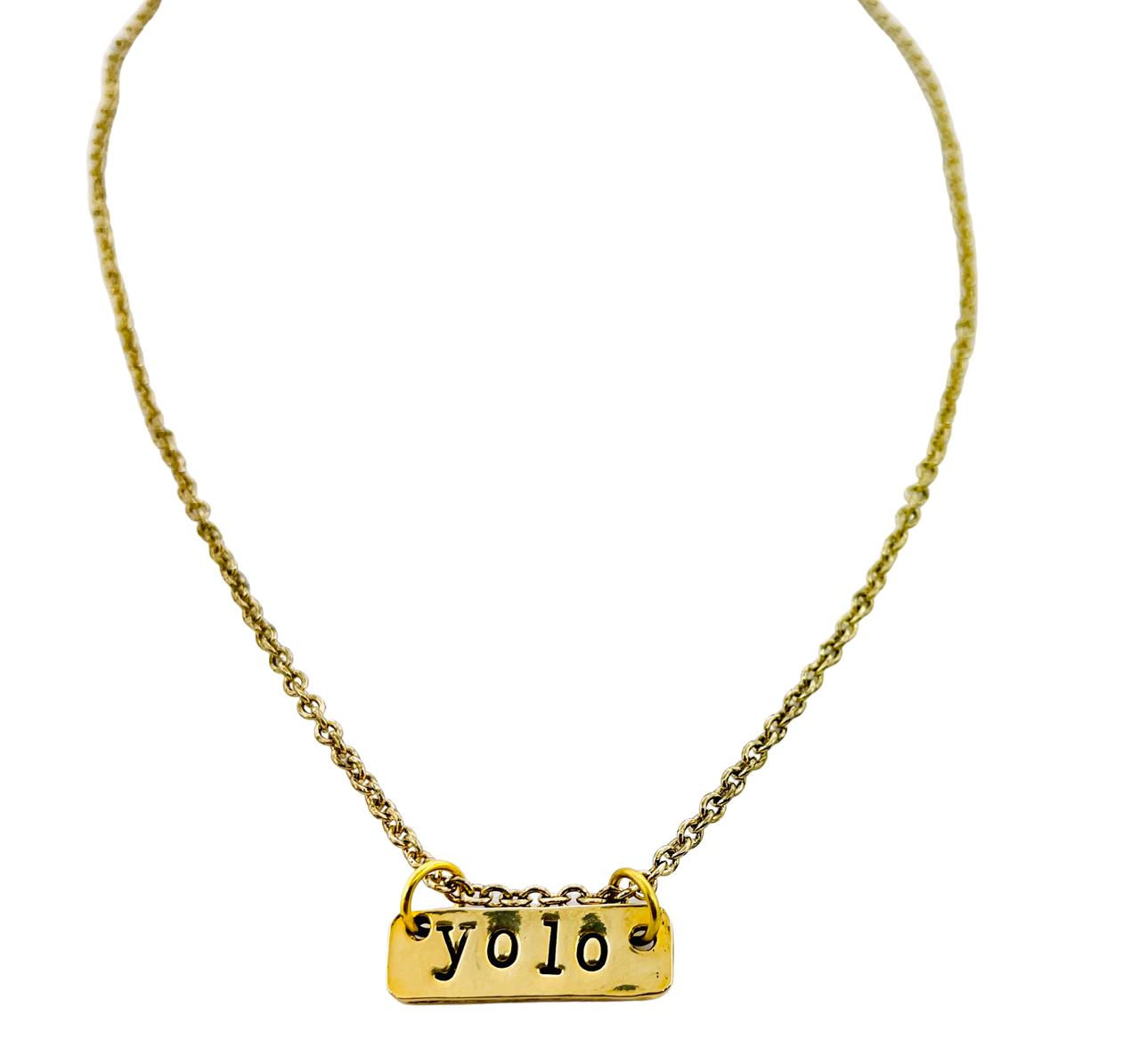 Yolo Hand Stamped Bar Necklace