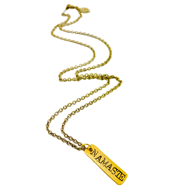 Namaste Stamped Bar motivational Necklace