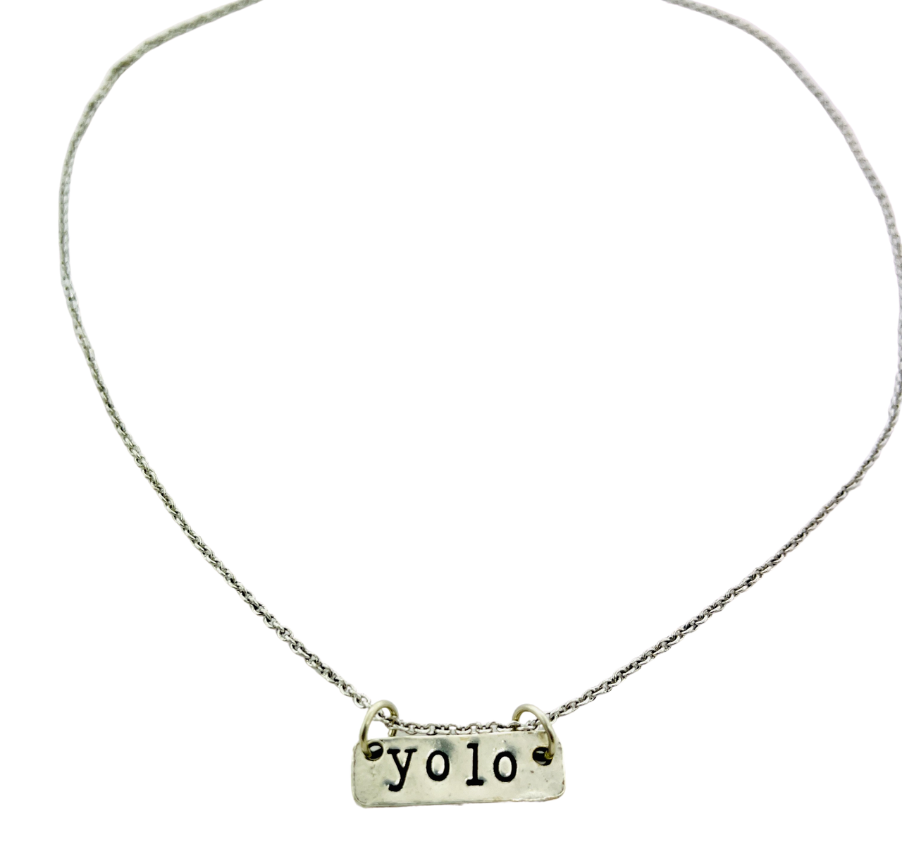 Yolo Hand Stamped Bar Necklace