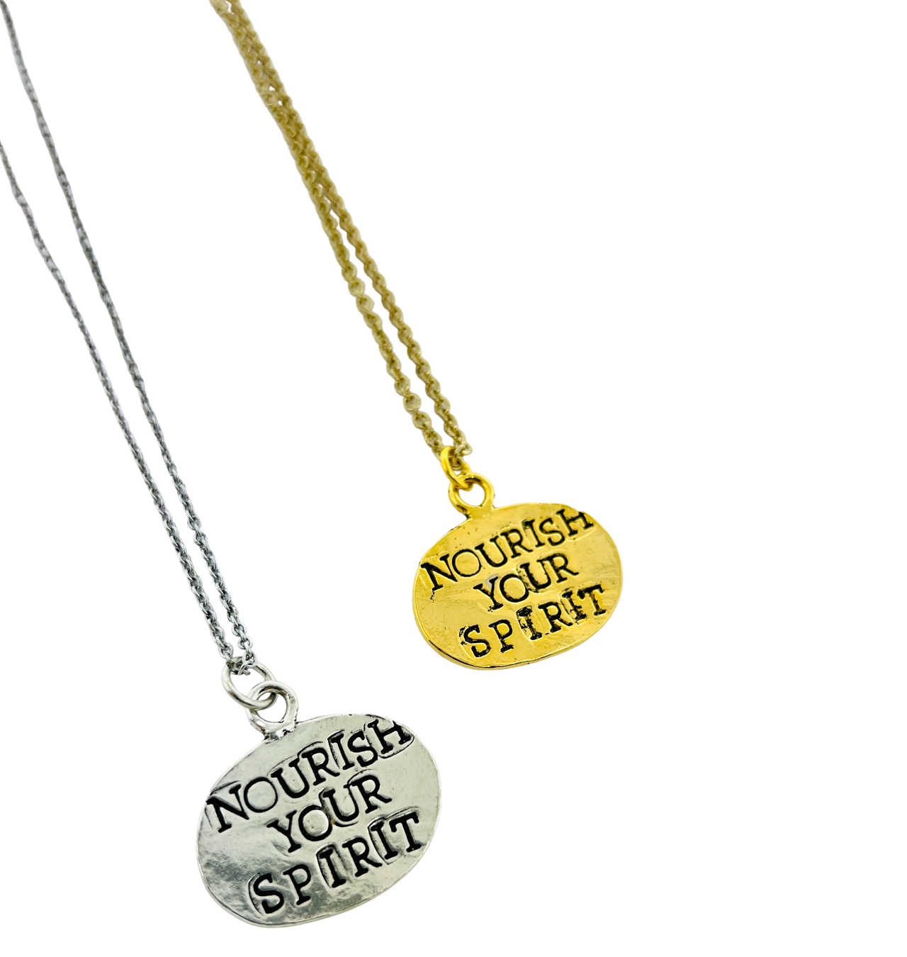 Nourish Your Spirit Stamped Disc Necklace