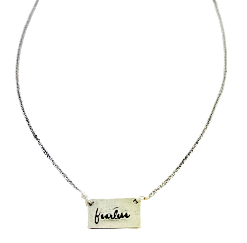 fearless hand stamped inspirational necklace