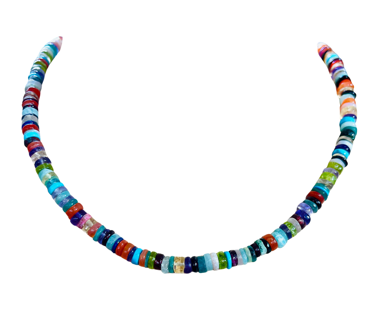 Beautiful Smooth Rainbow Multi Stone Heshi Necklace