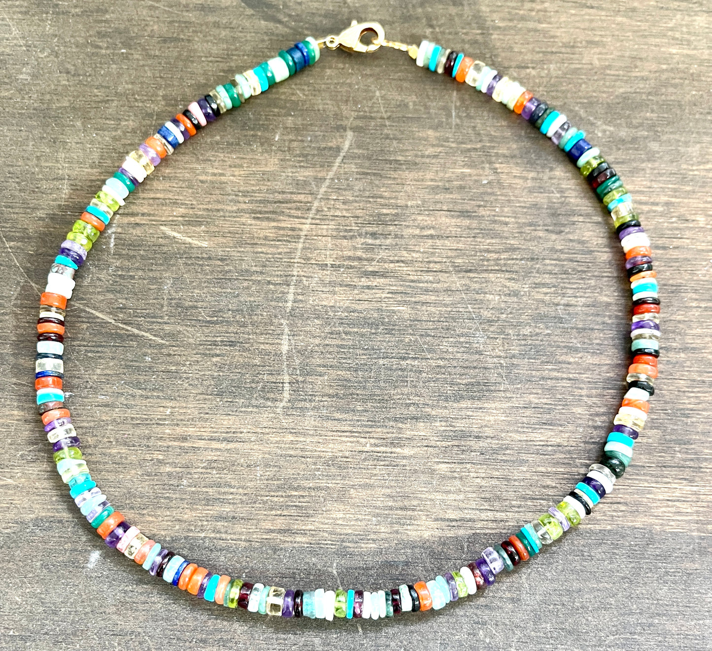 Beautiful Smooth Rainbow Multi Stone Heshi Necklace