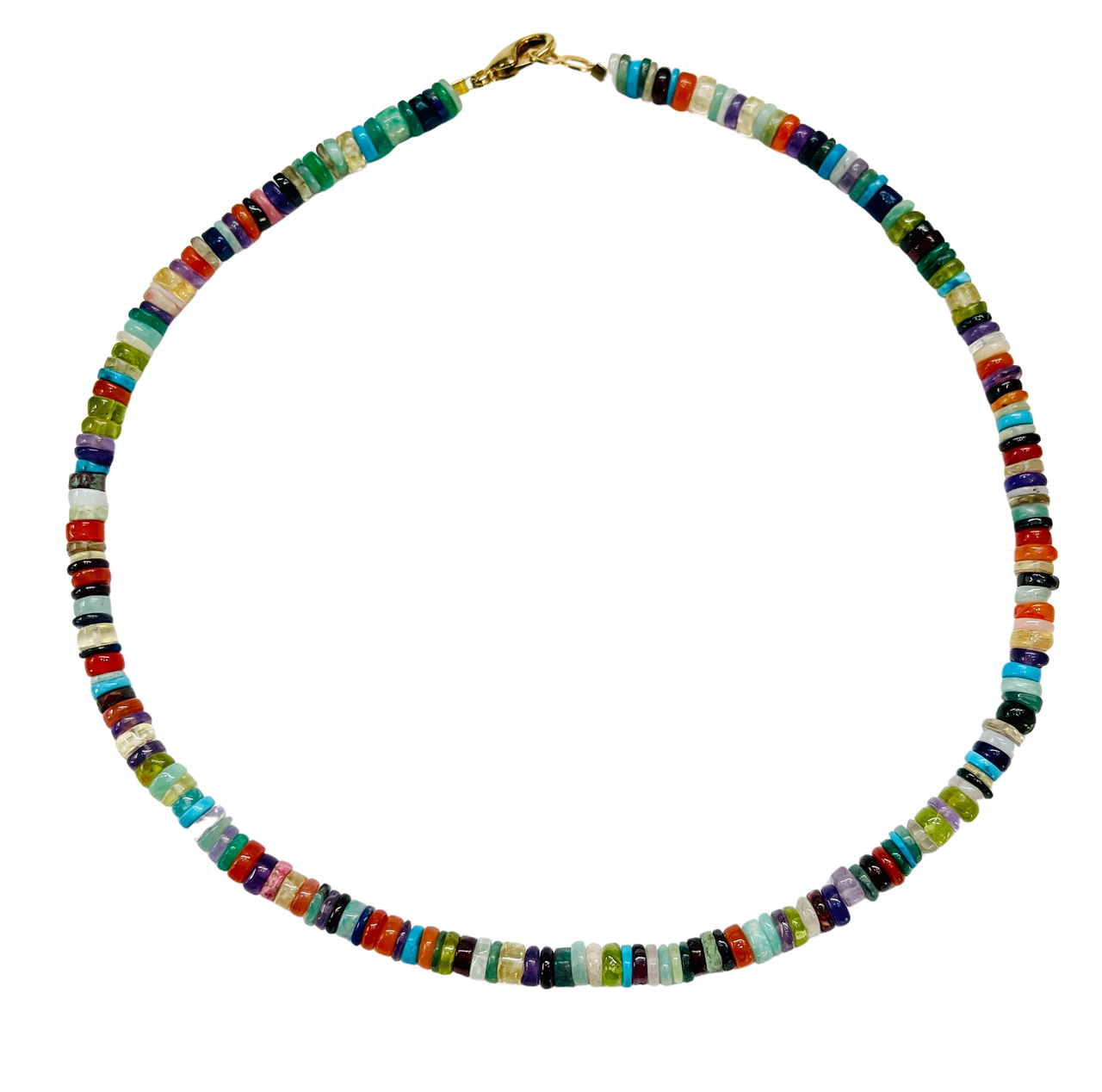 Beautiful Smooth Rainbow Multi Stone Heshi Necklace