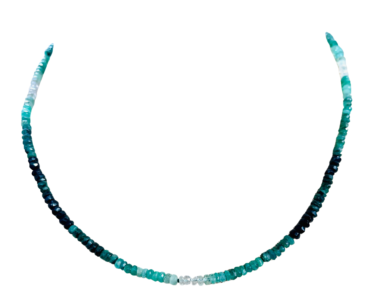 Faceted Ombre Genuine Emerald Knotted Necklace