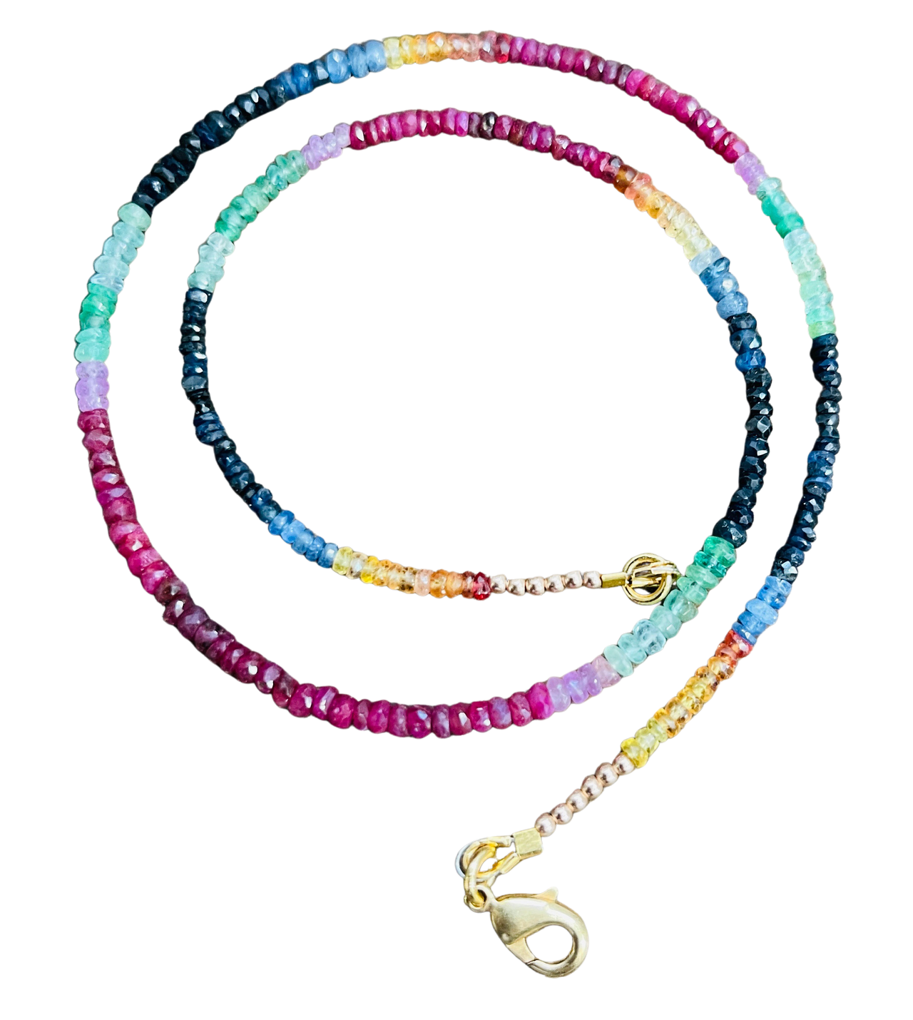 Multi Precious Stone Ombre Knotted Necklace