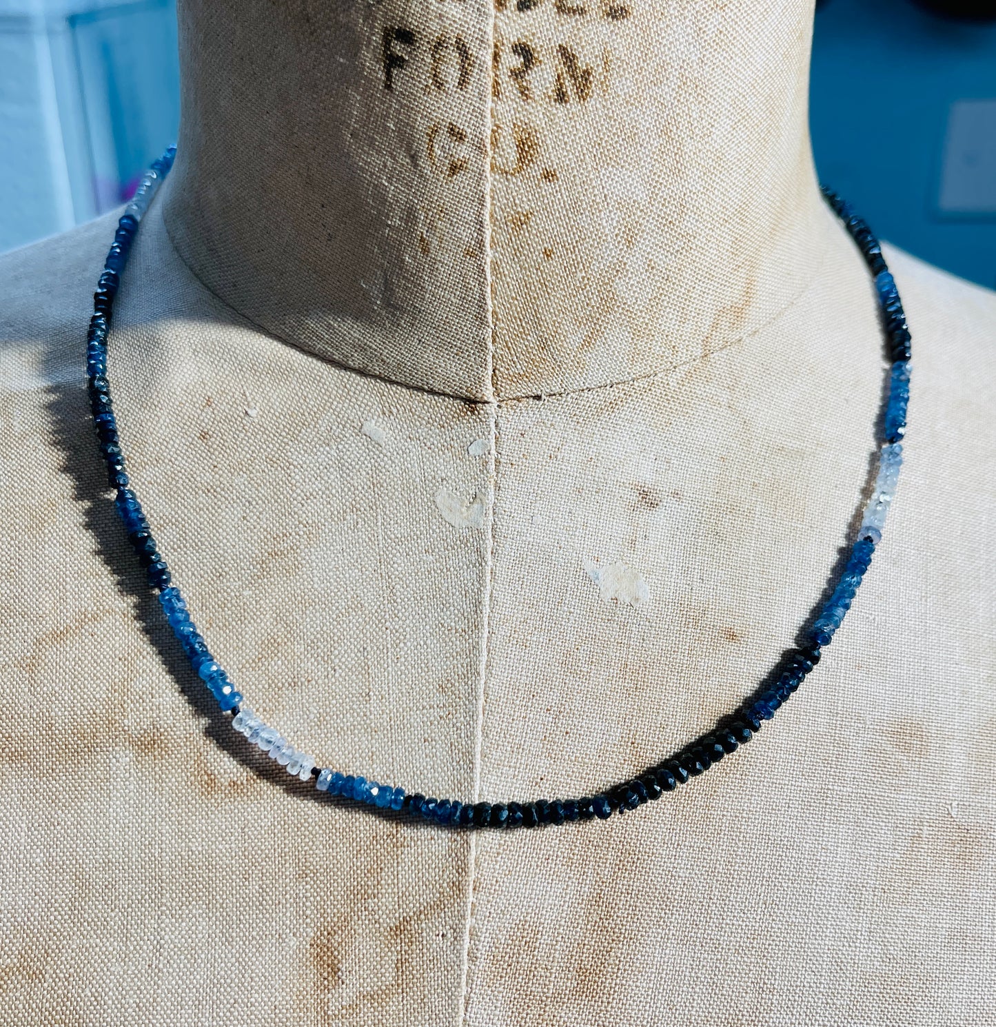 Ombre Blue Sapphire Hand Knotted Necklace