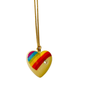 Yellow heart necklace with rainbow